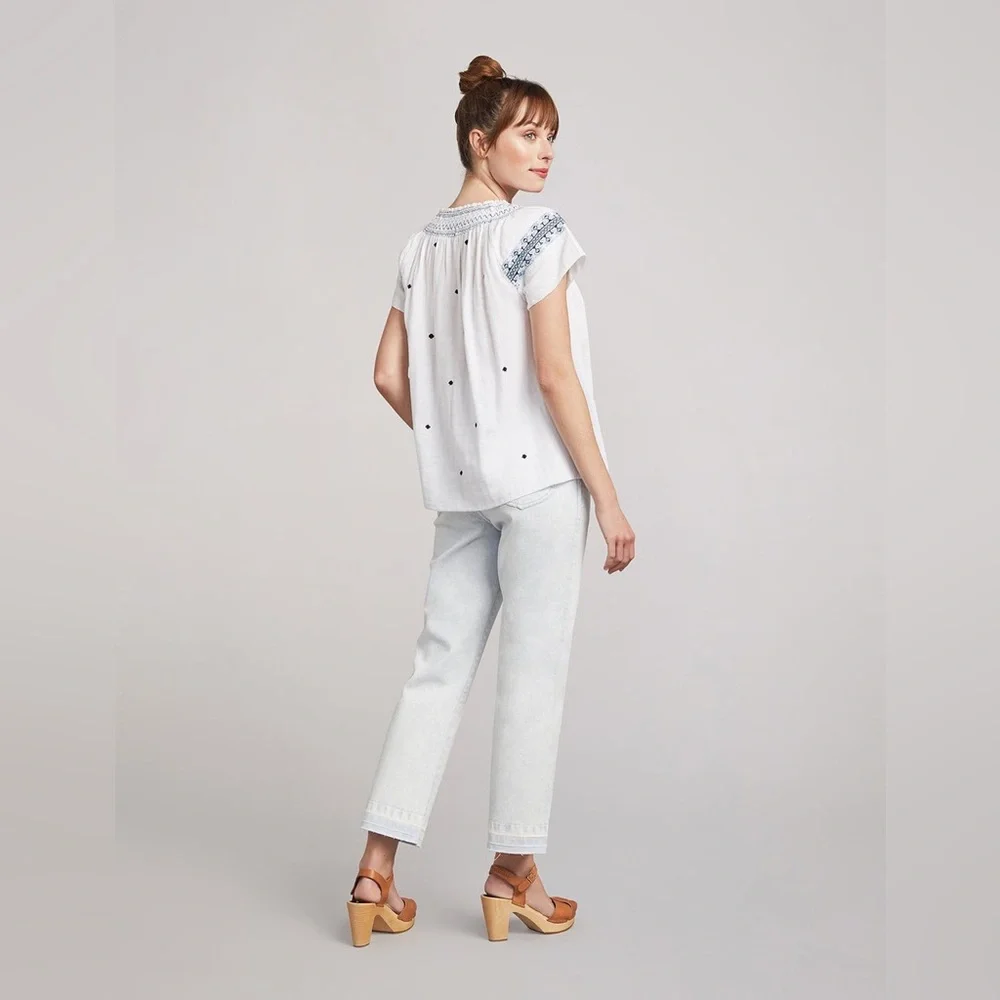 FAHERTY LIANA boho embroidered TOP M - Picture 3 of 10